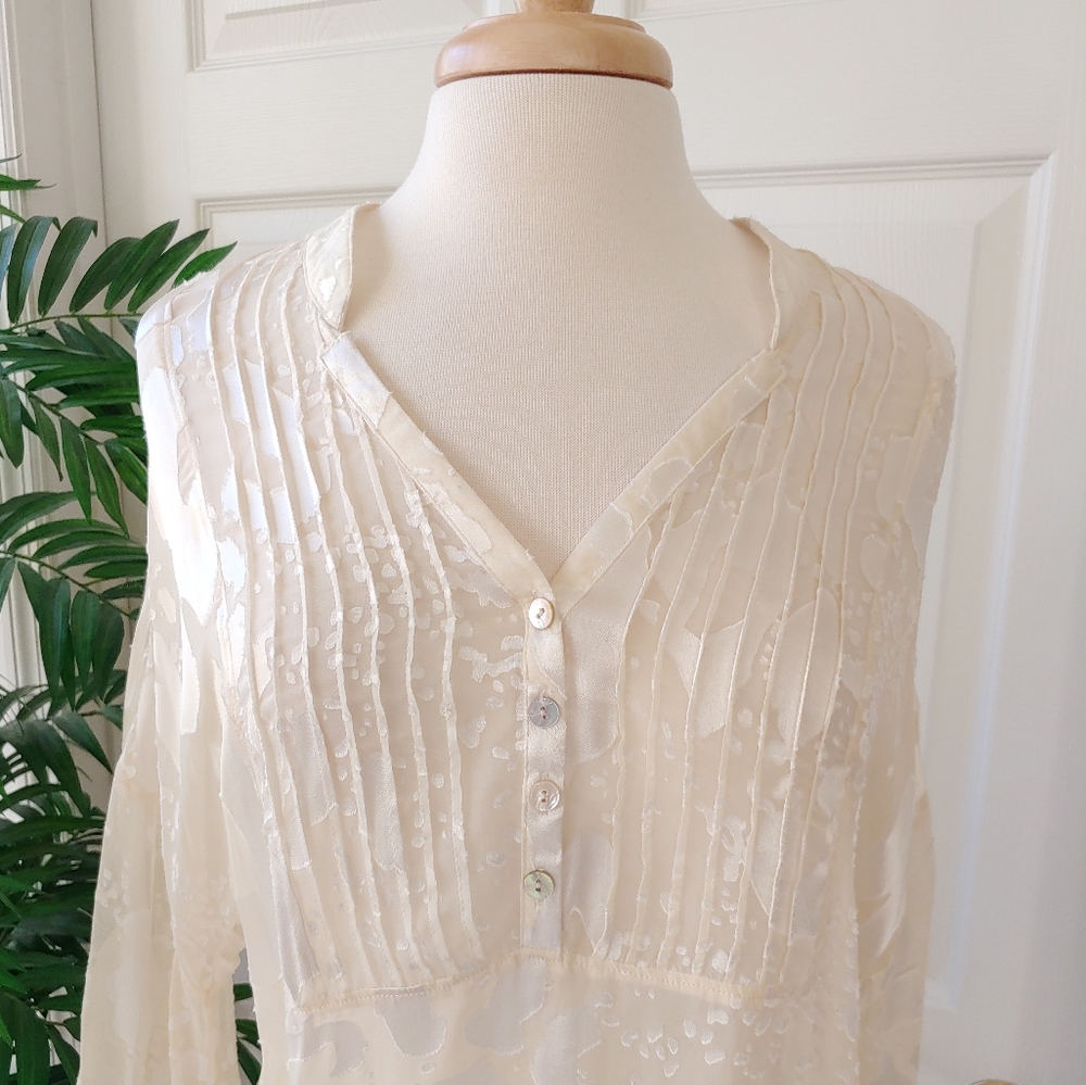 Patterson J Kincaid Detailed Embellished Sheer Long Sleeve Top Luna Tunic Medium - Picture 2 of 8